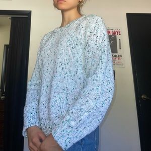Closed (brand) Knit Crew Neck Sweater. Mix of teal and white threads. Size M.
